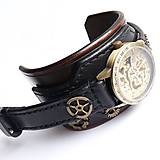 Náramky - Steampunk hodinky hnedo čierne - 6167334_