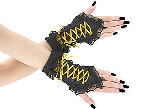 Rukavice - Bezprsté čierno žlté gothic rukavičky 05X - 6170489_