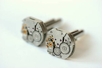 Pánske šperky - Steampunkové manžetové gombíky, hodinkové, strojčekové - 6172495_