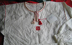 Pánske oblečenie - Mužská ľanová košeľa s ručnou výšivkou • Bzovík • - 6178641_