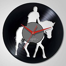 Hodiny - Koník biely - LP vinyl clocks - 6181489_
