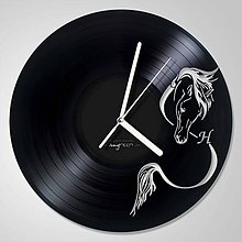 Hodiny - Koník abstrakt - LP vinyl clocks - 6181492_