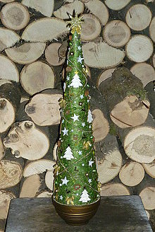 Dekorácie - Vianočný stromček zelený so stromčekmi - 6184700_