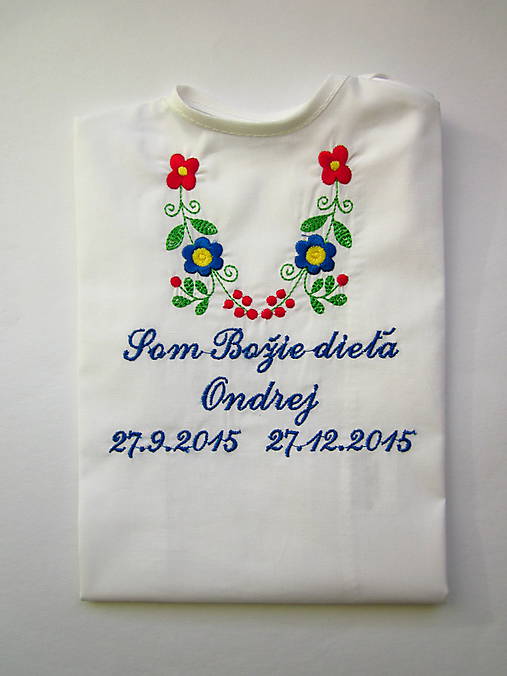 Detské oblečenie - Krstná košieľka K14 - biela bavlna - 6190770_
