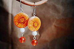 Náušnice - Oranžové kvetinky - 6199215_