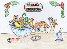 Kresby - Výpredaj - Vianočné pohľadky detské (cukrovie) - 6208091_