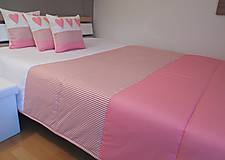 Úžitkový textil - Prehoz, vankúš patchwork vzor ružovo - snehovo -biela ( rôzne varianty veľkostí ) - 6217384_