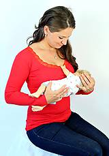 Oblečenie na dojčenie - Dojčiace tričko 3v1 dlhý rukáv - s čipkou - 6215240_
