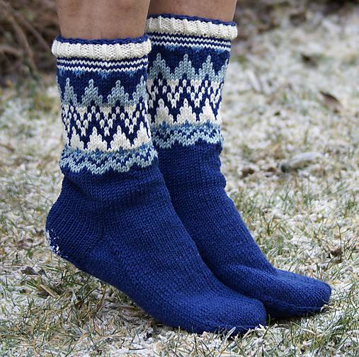  - Nórske merino ponožky so špicmi I. (42-43 merino vlna) - 6223486_
