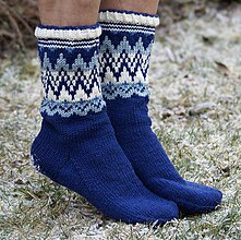 Ponožky, pančuchy, obuv - Nórske merino ponožky so špicmi I. - 6223486_
