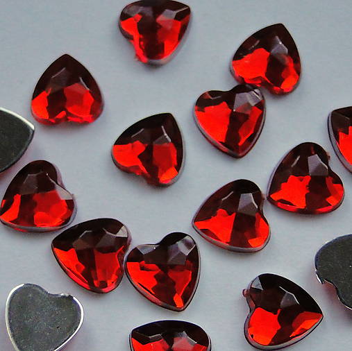Akrylové srdce 8x8mm (červené-10ks)
