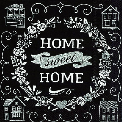  - Servítka "Home sweet home black", ihneď - 6228763_