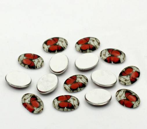 Komponenty - Kabošon motýľ červený 18x13 mm - 6240806_