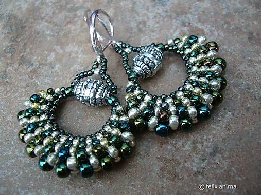 Náušnice - Vejáriky GREEN and METAL - 6250057_