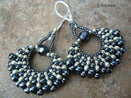 Náušnice - Vejáriky HEMATIT and SILVER  - 6250118_