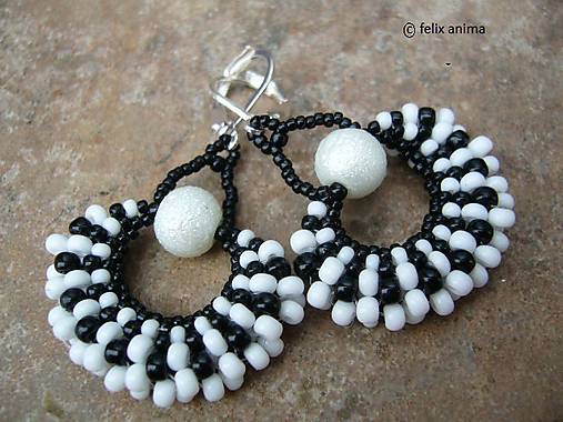 Náušnice - Vejáriky BLACK and WHITE - 6250649_