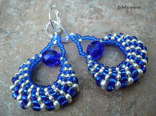 Náušnice - Vejáriky ROYAL BLUE and SILVER - 6250667_