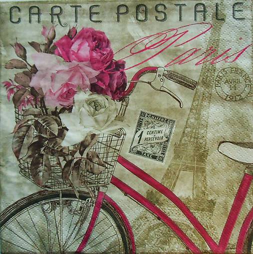  - S575 - Servítky - bicykel, vintage, Paris, carte postale - 6254609_