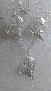 Sady šperkov - Set náhrdelník + náušnice SRDCE - 6261694_
