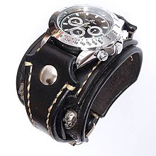 Náramky - Gotické hodinky čierne II, široký náramok na hodinky - 6272850_