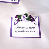 Papiernictvo - Pozvánka ku svadobnému mu stolu - fialové ornamenty - 6277189_