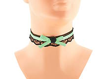Náhrdelníky - Dámský zelený obojok, náhrdelník čipkový gotický štýl 05S - 6281958_