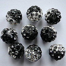 Korálky - Disco guľka Crystal 10mm-1ks (čierna) - 6279198_