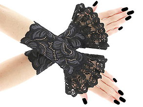 Rukavice - Spoločenské čierné dámské čipkové rukavice , návleky 05R - 6296746_