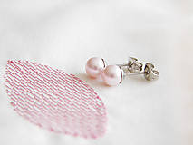 Náušnice - Swarovski perlové puzetky - Crystal Rosaline, 6mm - 6300712_