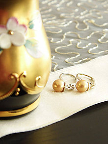 Náušnice - Swarovski perlové náušnice - Crystal Vintage Gold, Ag925, 6mm - 6300965_