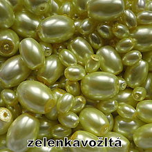 Korálky - Vosk.perly-ovál-MIX-50g (zel.žltá) - 6304333_