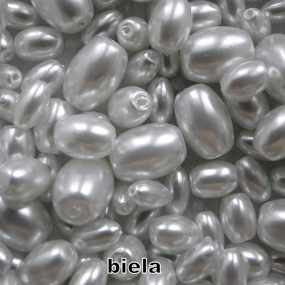 Voskované perly-ovál-MIX-50g (biela)