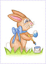 Kresby - Veľkonočný zajačik, kresba ako pohľadnica - 6312628_