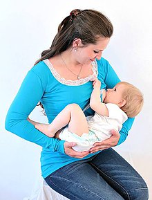 Oblečenie na dojčenie - Dojčiace tričko 3v1 dl. rukáv - s čipkou - 6314925_