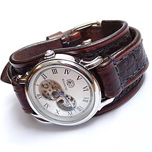 Náramky - Vintage kožené hodinky hnedé - 6315935_