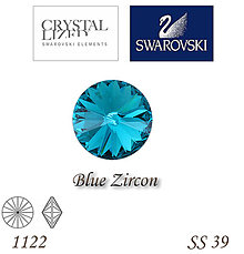 Korálky - SWAROVSKI® ELEMENTS 1122 Rivoli - Blue Zircon, SS 39(8mm), bal.1ks - 6326123_