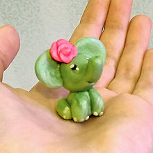 Hračky - Sladký sloník (zelený a ružička) - 6333862_
