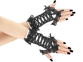 Rukavice - Zamatové rukavičky s korzetovým šnurovaním 1070 - 6335154_