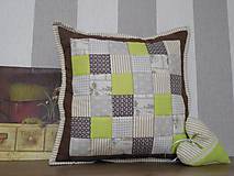 Úžitkový textil - Patchwork vankúš patchwork čokoládovo- zelený rôzne veľkosti - 6338490_