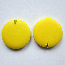 Korálky - Drevené placky 2,5cm-1ks (žltá) - 6341093_