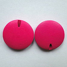 Korálky - Drevené placky 2,5cm-1ks (ružová ostrá-) - 6341102_