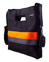 Kabelky - Galaxy black and orange-z bezpečnostních auto pásů - 6342060_