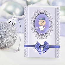 Papiernictvo - Jemná vianočná pohľadnica (snehuliačik) - 6342330_