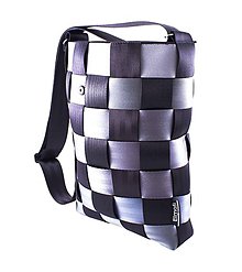 Kabelky - Golf šachovnice black and silver - z auto pásů - 6351473_