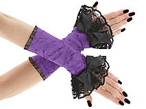 Spoločenské bezprstové rukavice čierno fialové 03B