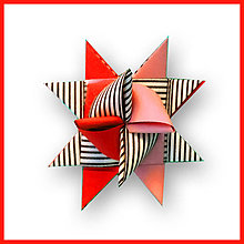 Dekorácie - 3D hviezda z papiera - hustý pásik - 6355448_