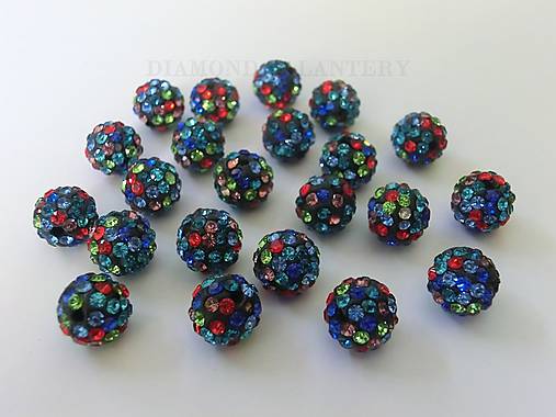 Korálky - Shamballa korálky 10 mm - multicolor - 6359704_