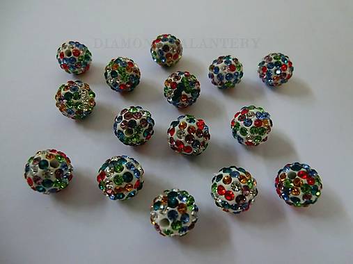 Korálky - Shamballa korálky 10 mm - multicolor II - 6359791_