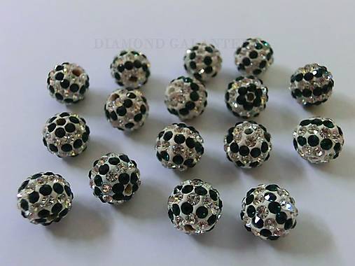 Korálky - Shamballa korálky 10 mm - melírované smaragdové - 6359803_