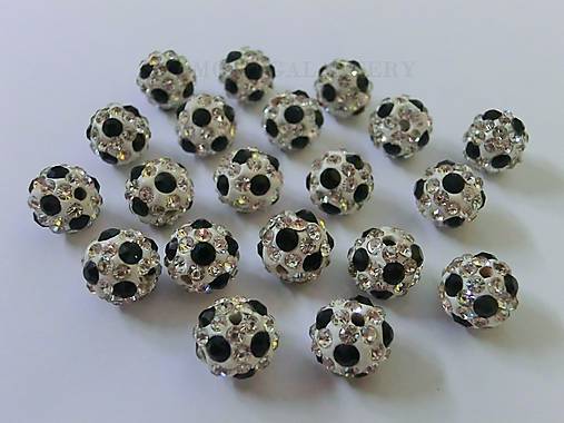 Korálky - Shamballa korálky 10 mm - Futbalový štýl - 6359819_